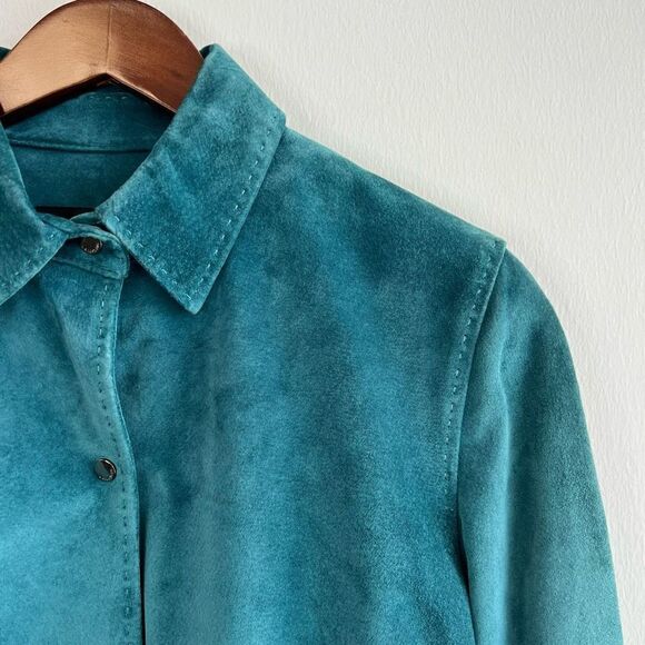 Sienna Studio G3 Apparel Women’s XS Leather Turquoise Button Jacket Coat - Picture 3 of 16